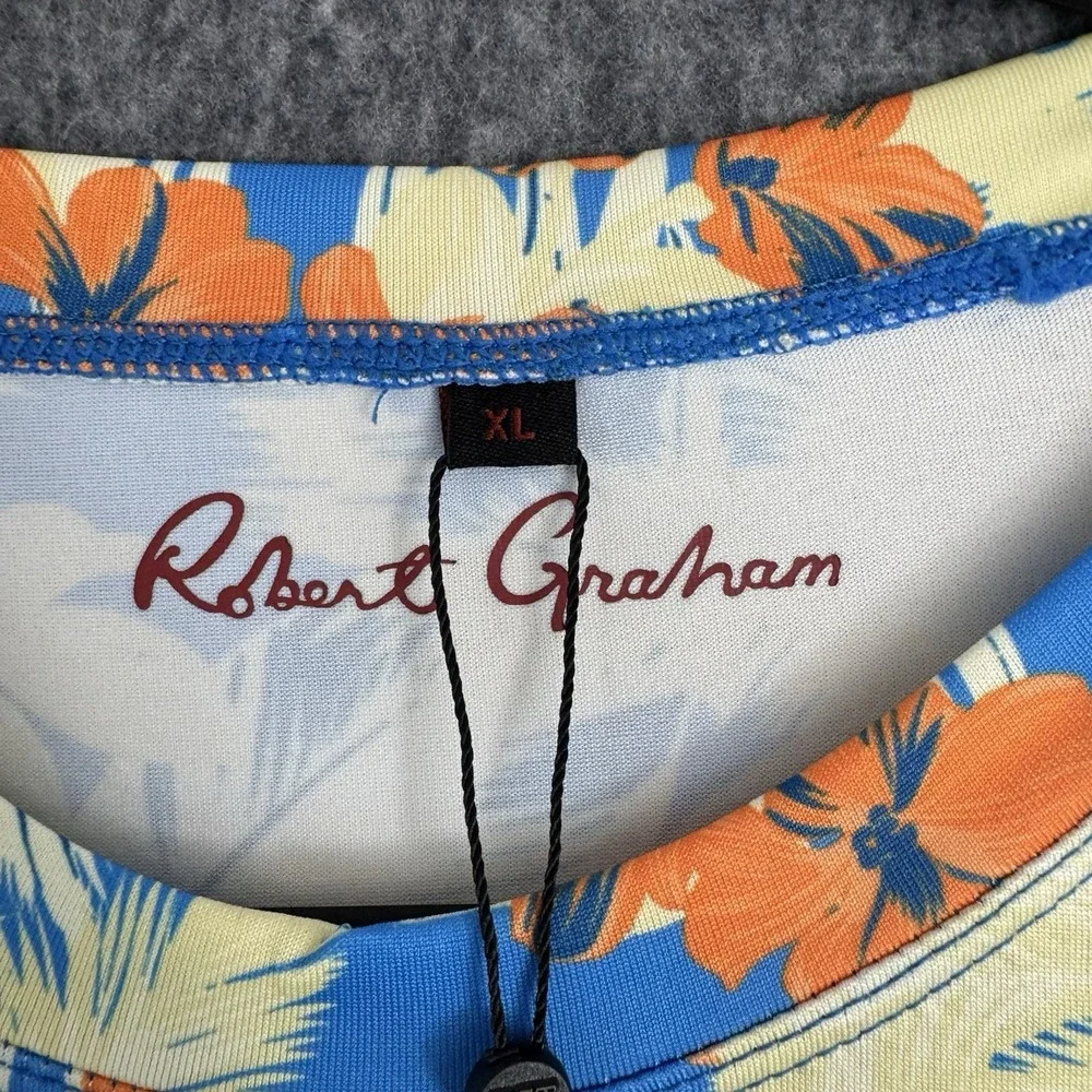 NWT Robert Graham UPF 50+ Performance Sun Shirt XL Tropical Forest Azure Blue